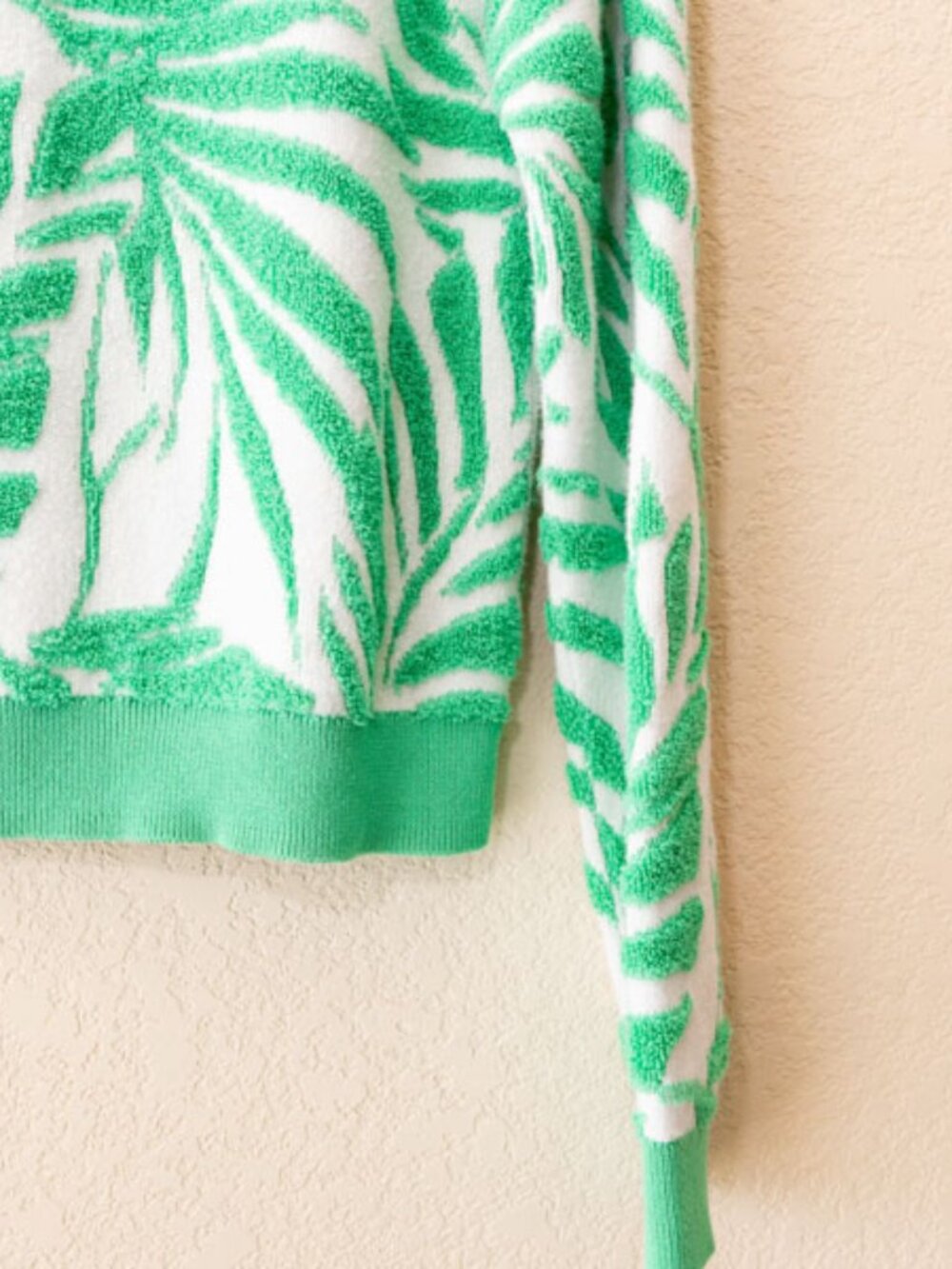Cynthia Rowley Palm Leaf Cardigan Green White Tropical Sweater Medium - Picture 12 of 12